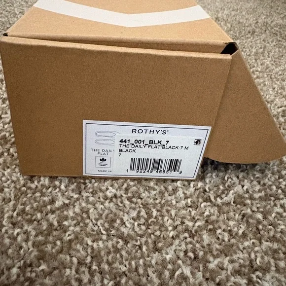 Rothy's The Daily Flat Black Knit Ballet Flats with Blue Heel Trim - Picture 3 of 11